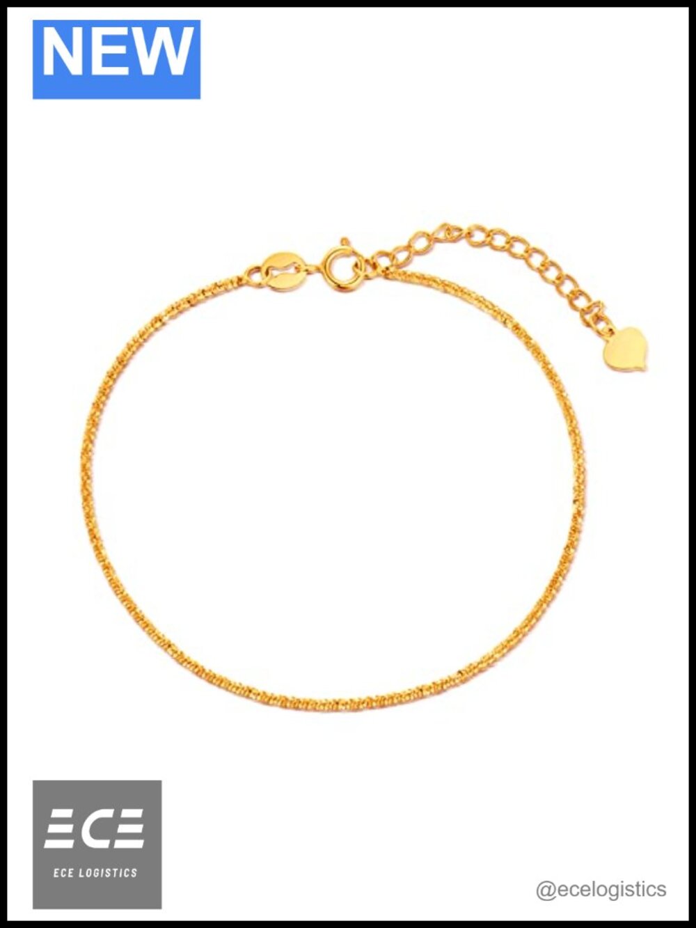Sterling Silver Rose Gold Plated 3mm Diamond Cut Chain Bracelet Anklet Spring